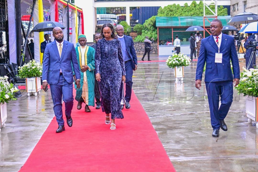 Mwine Mpaka Rwamirama arrives to take oath and officially assume office as Member of Parliament for Mbarara South Division. (Photo by Miriam Namutebi)