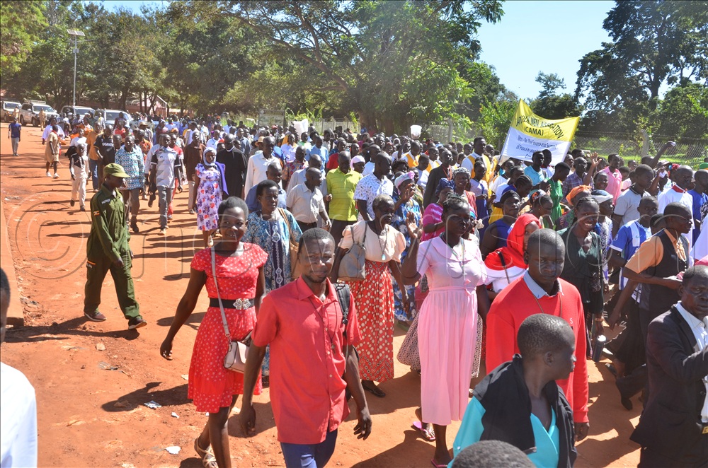 Hundreds of Christians from Northern Uganda and Karamoja marching on Lira street to mark the 20th GANAL Peace Prayer Week.