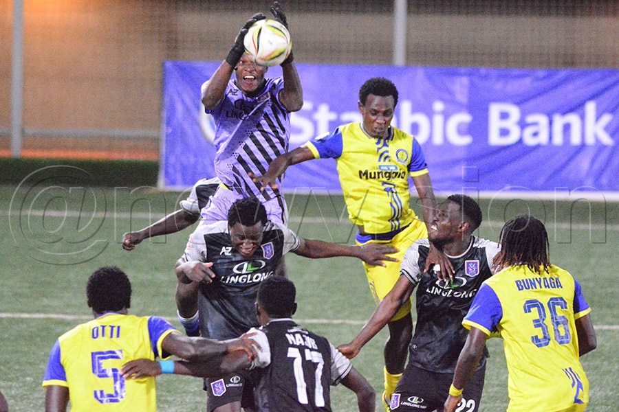 SC Villa's goalkeeper Richard Lukwago makes a save against URA FC during a Uganda Cup match at the Hamz Stadium, May 4, 2026. Villa won 2-0. Photo by Michael Nsubuga