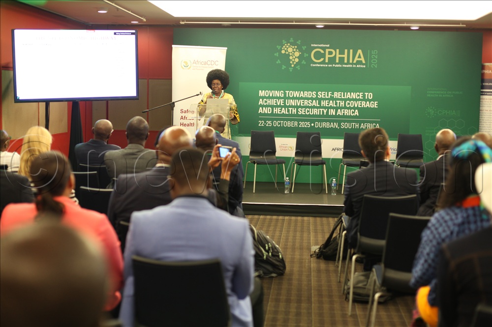 Minister Of Science, Technology And Innovation, Dr Monica Musenero addressing delegates at CPHIA) in Durban, South Africa.