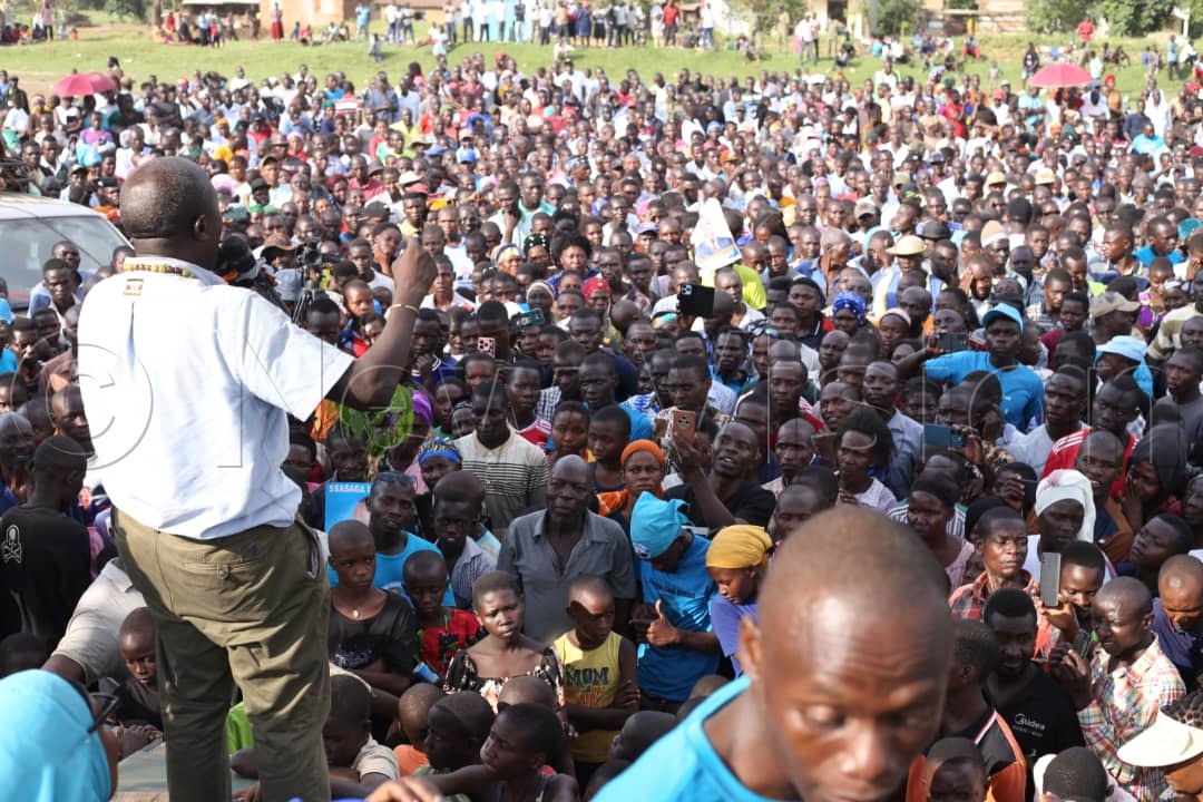 Nandala Mafabi speaking to voters at his campaign rally. (Credit: Alfred Ochwo)
