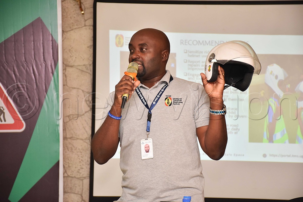 ItmsOwen Muhumuza, the Project Manager of safe kids, safe future from Intelligent Transport Monitoring System (ITMS) addressing stakeholders during the closure of the safe Kids, safe future project phase one. (Photo by Simon Peter Tumwine)