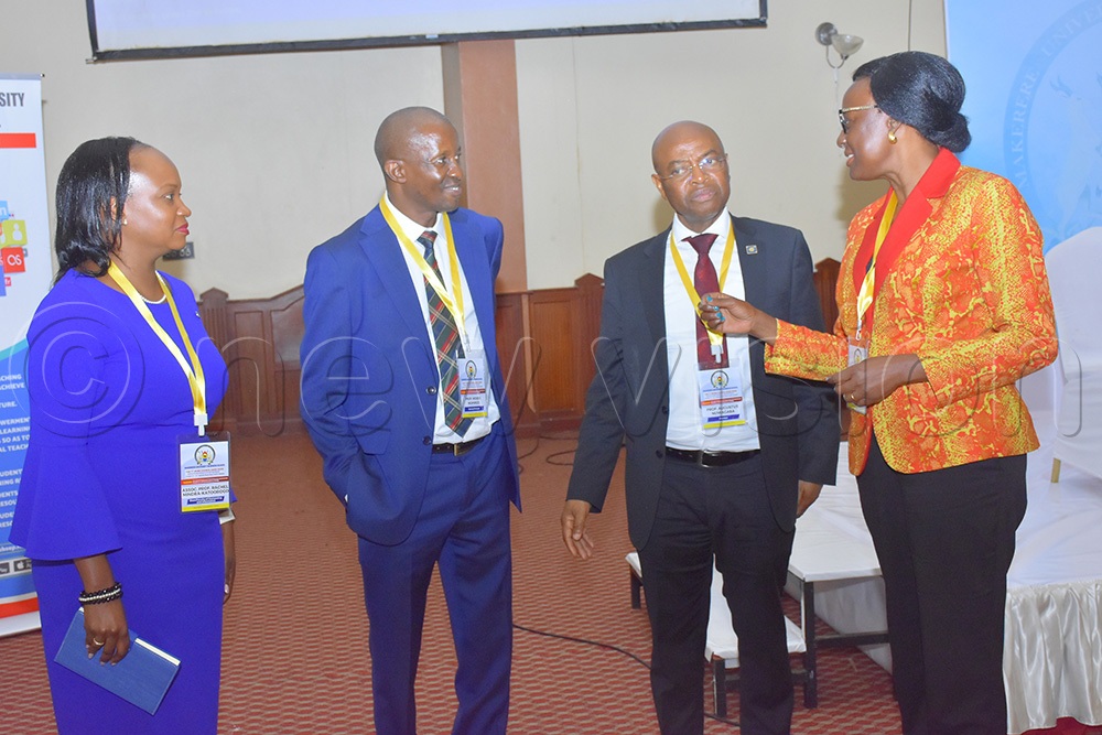 (L-R) Rachel Mindra-Katoorogo, the new deputy principal., Moses Muhwezi, the principal, Augustus Nuwagaba, the deputy governor Bank of Uganda and Olive Lumonya, the chairperson of the governing council. (Credit: Julius Luwemba)