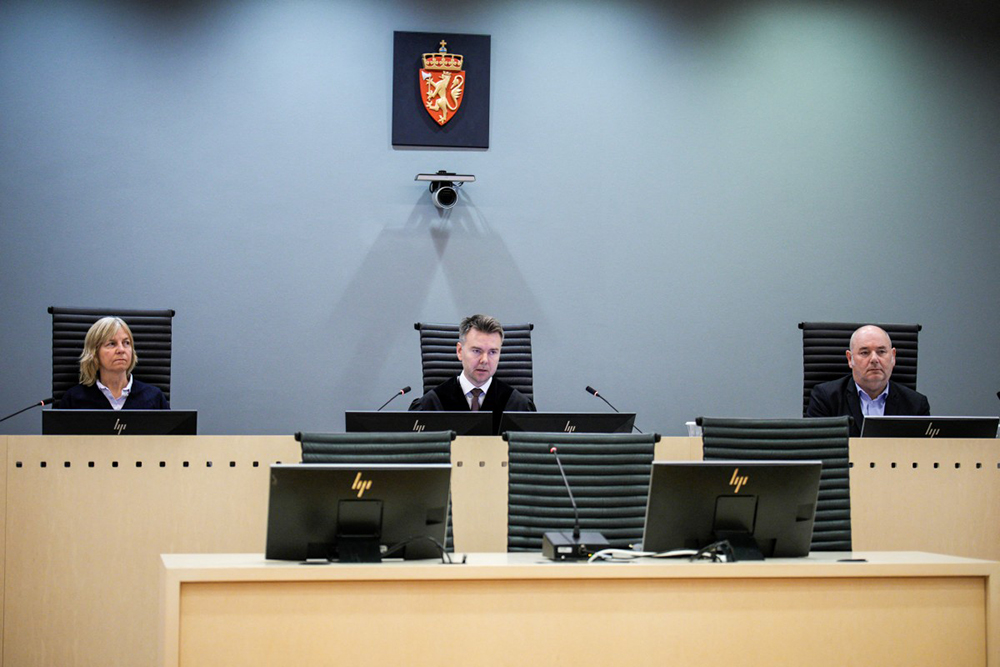 Judge Jon Sverdrup Efjestad (C) in court during the sentencing in the case against Marius Borg Høiby in Oslo, on June 15, 2026. (AFP)