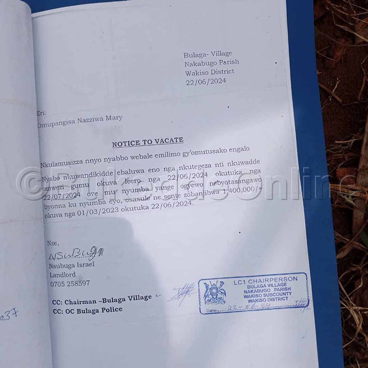 Ebbaluwa Nsubuga Gye Yawandiikira Nazziwa Ng'emulagira Okwamuka Ekifo.