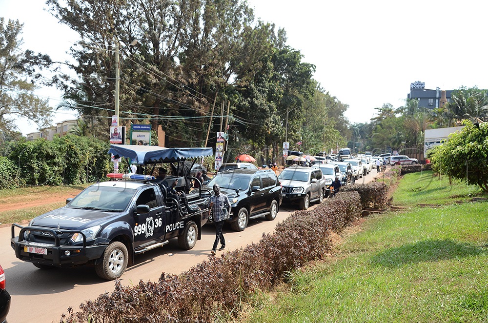 A convoy ready to escort Rev. Canon Prof. Grace Lubaale, the fourth Bishop-elect of Busoga Diocese as he headed for Jinja where he is expected to be consecrated on December 14, 2025, at Christ’s Cathedral Bugembe in Jinja City. (Photo by Lawrence Mulondo)