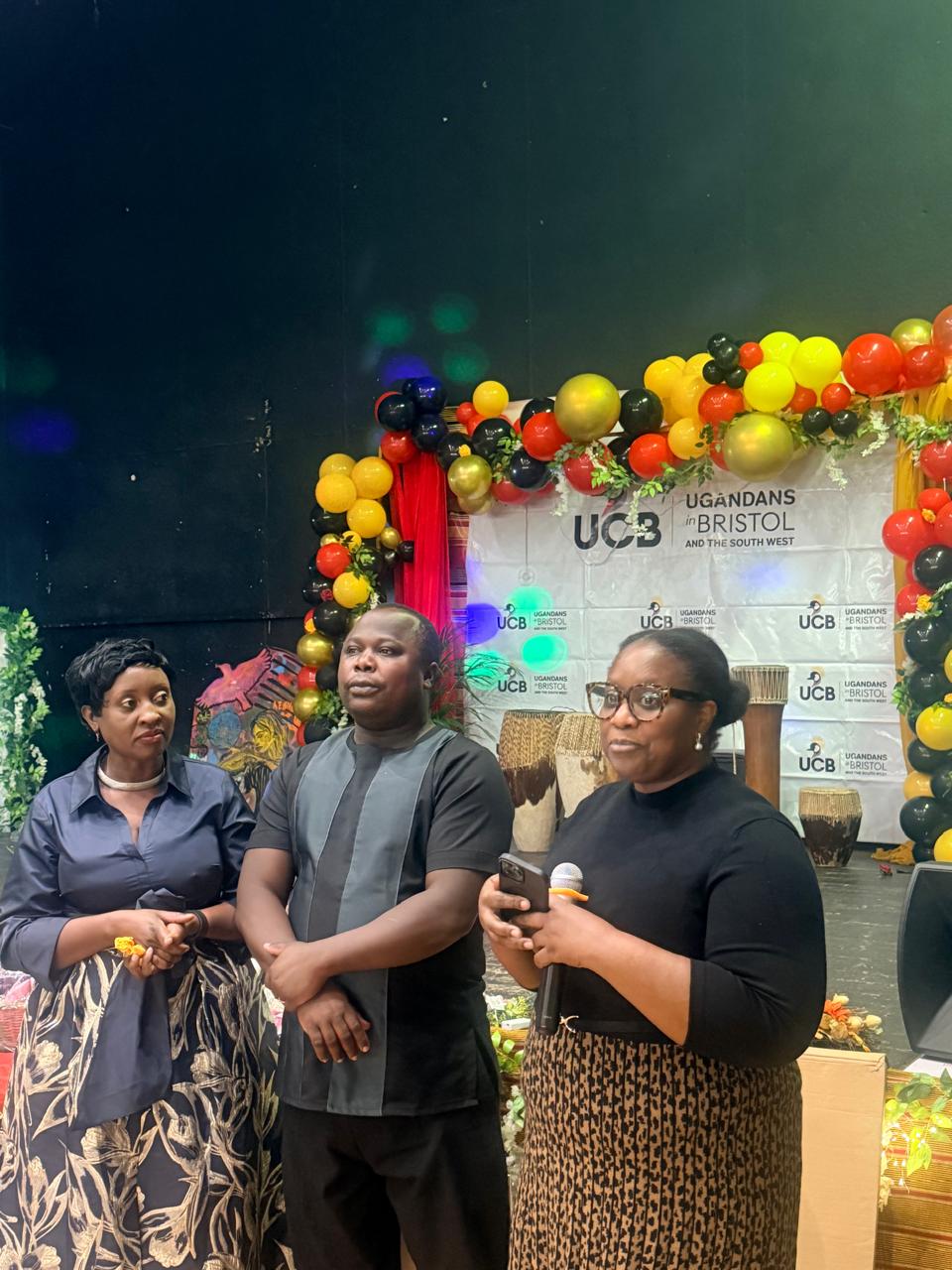 Nina Mbabazi delivers her speech as Namatati (centre) and Nabale listen.