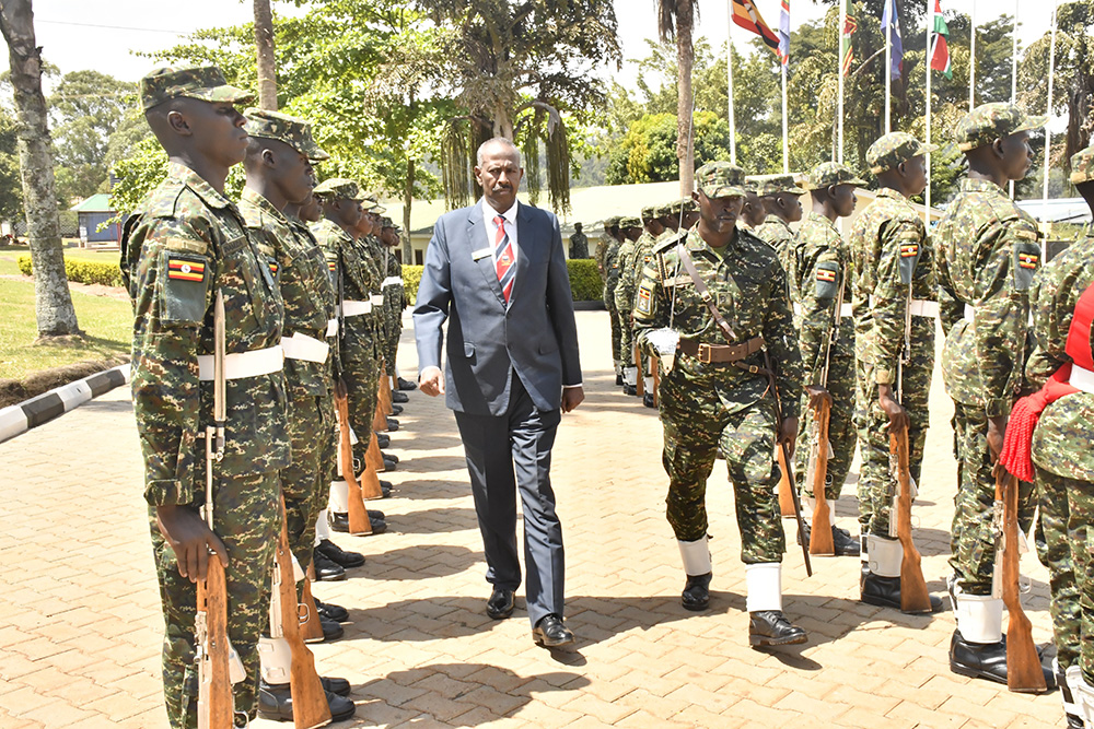 Maj Gen Yahya Abdi who led the National Defence College Kenya (NDC-K) delegation inspects the guard of honour. (Photo by Doreen Musingo)