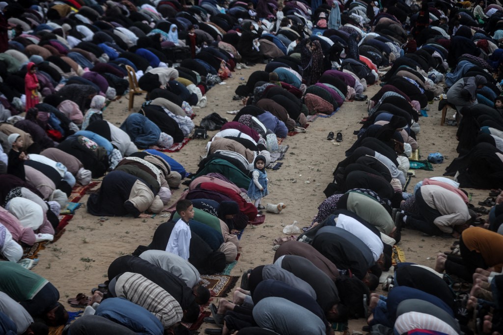 Muslims gather to perform Eid Al-Adha prayer in Gaza City, Gaza, Palestine on 27 May, 2026. (AFP)
