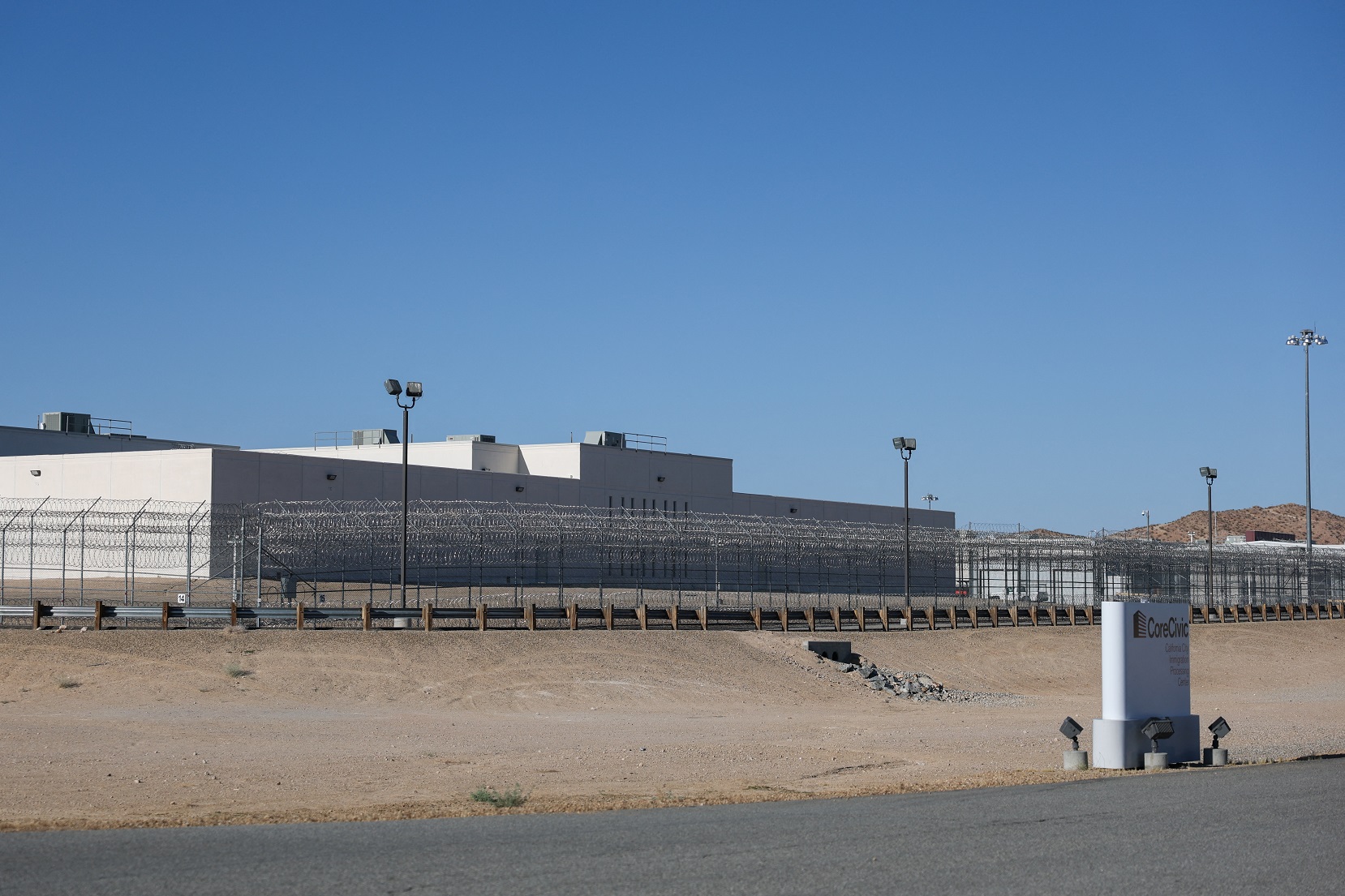 The CoreCivic, Inc. California City Immigration Processing Center stands in the Kern County desert awaiting reopening as a federal immigrant detention facility under contract with the US Immigration and Customs Enforcement (ICE) in California City, California on July 10, 2025. AFP file