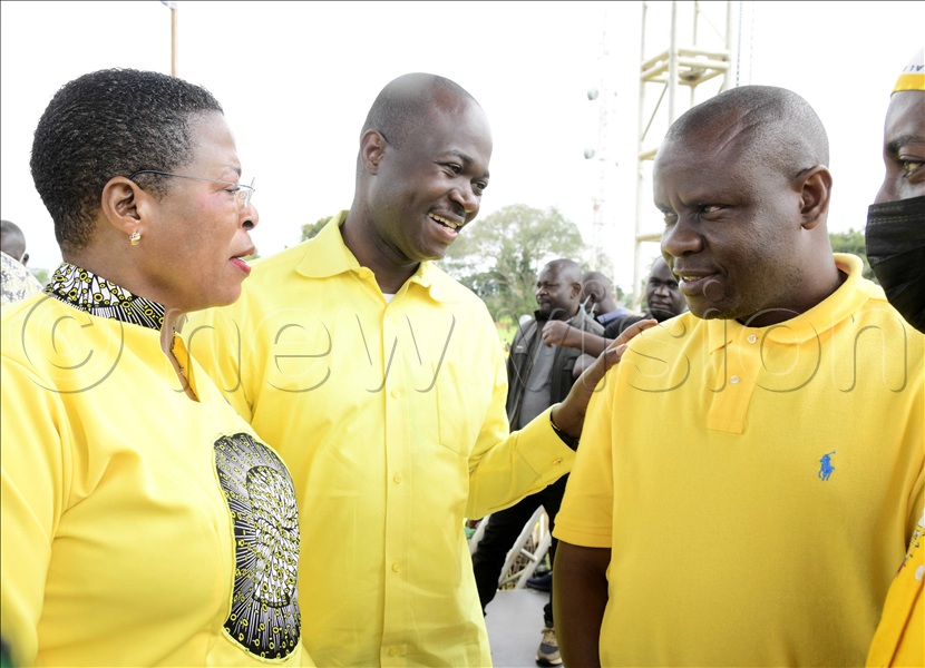 Speaker Among, PLU's David Kabanda and Minister Balaam Barugahara.
