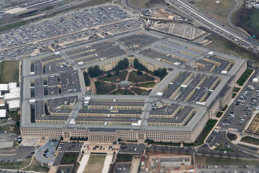 Photo taken on Feb. 19, 2020 shows the Pentagon seen from an airplane over Washington D.C., the United States. (Xinhua)