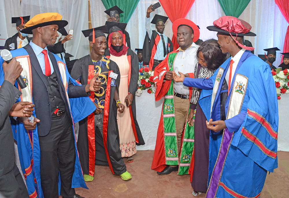 Grandunds of adult education celebrating during the 13 graduation ceremony of Kampala adult school