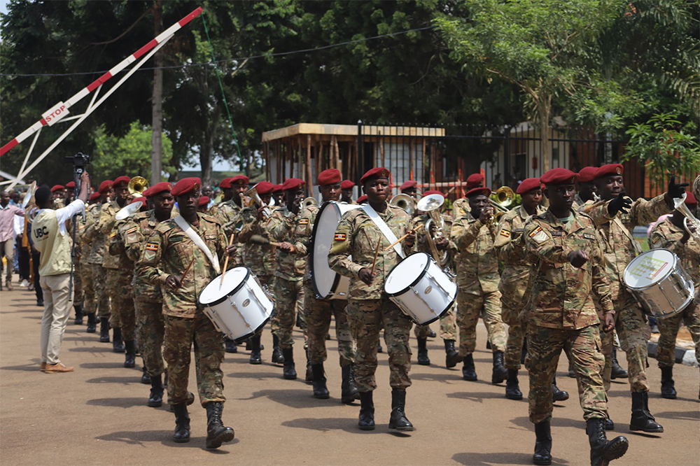 The SFC band during the retirement ceremony at the SFC Headquarters in Entebbe. (Credit: SFC)