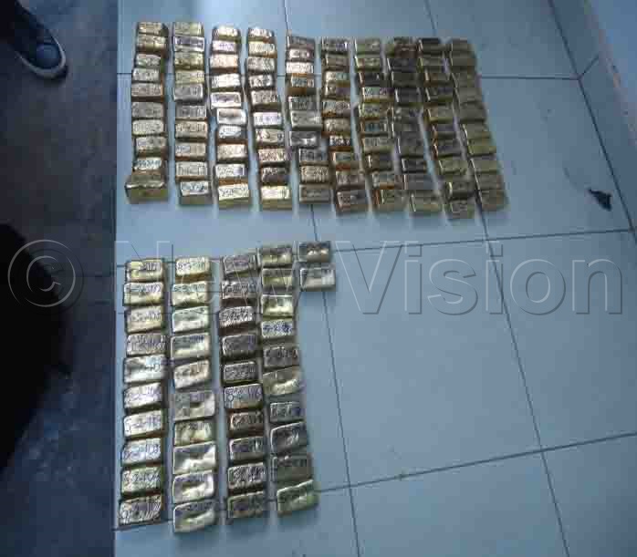 Some of the fake gold impounded from the suspects. (Photo by Shamim Nabunya)