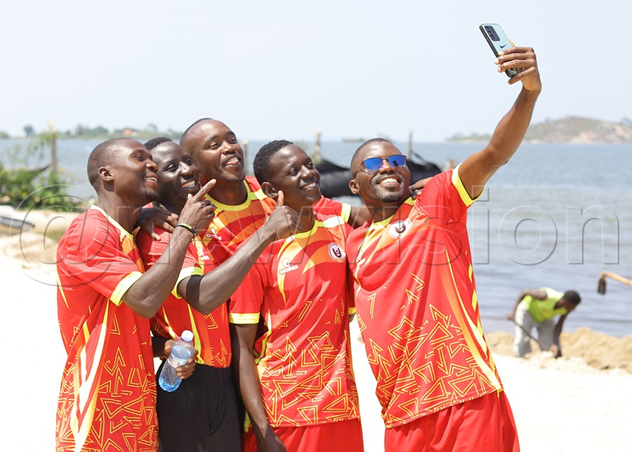 The men's woodball national team poses for a selfie during their training camp at Bunjako Beach. PHOTO: Johnson Were