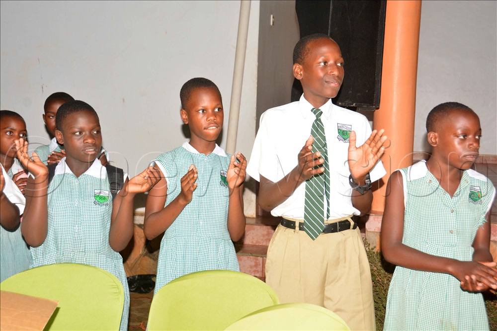 Pupils of Kasanga Primary School during the fundraising drive to raise money to roof their classroom block, which has dilapidated iron sheets, at Graceland Hotel in Bunga, Kampala, on Saturday, October 10, 2026.