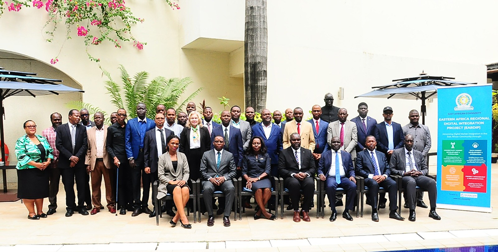 Delegates pose for a group photo during the High-Level Meeting of Heads of National Communications Regulatory Authorities in Dar es Salaam, Tanzania.