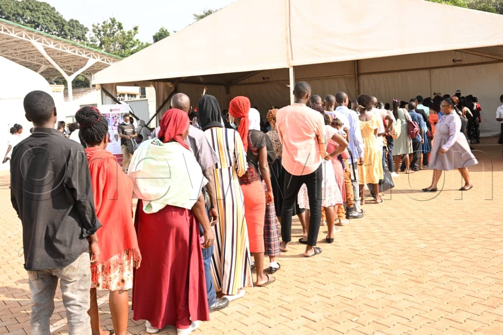 Ugandans lining up to get the services at the NIRA Expo 2026. (Credit: Ponsiano Nsimbi)