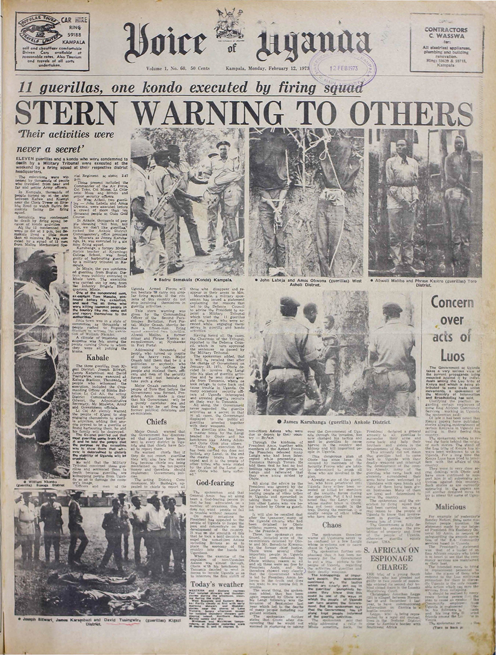 Publication on the executions. (Courtesy)