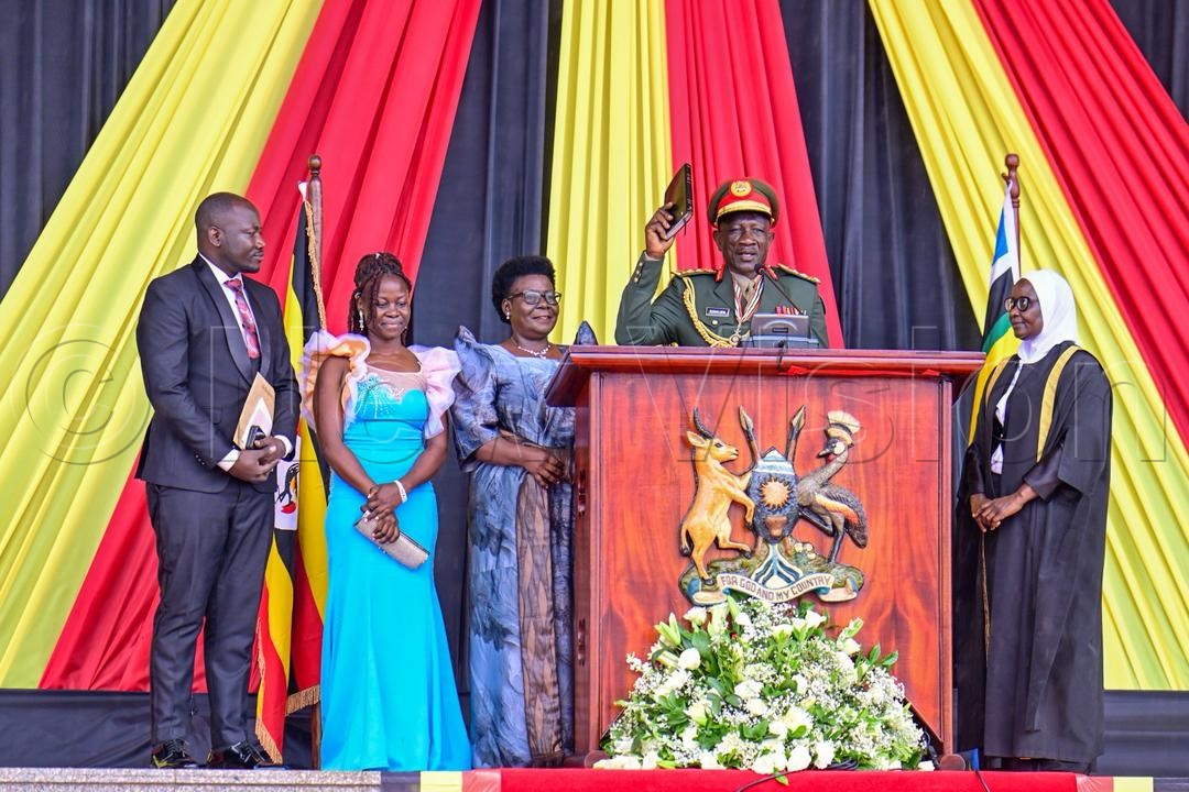 Maj. Gen. James Kinalwa taking the oath as Member of Parliament representing the UPDF in the 12th Parliament. (Photo by Miriam Namutebi)