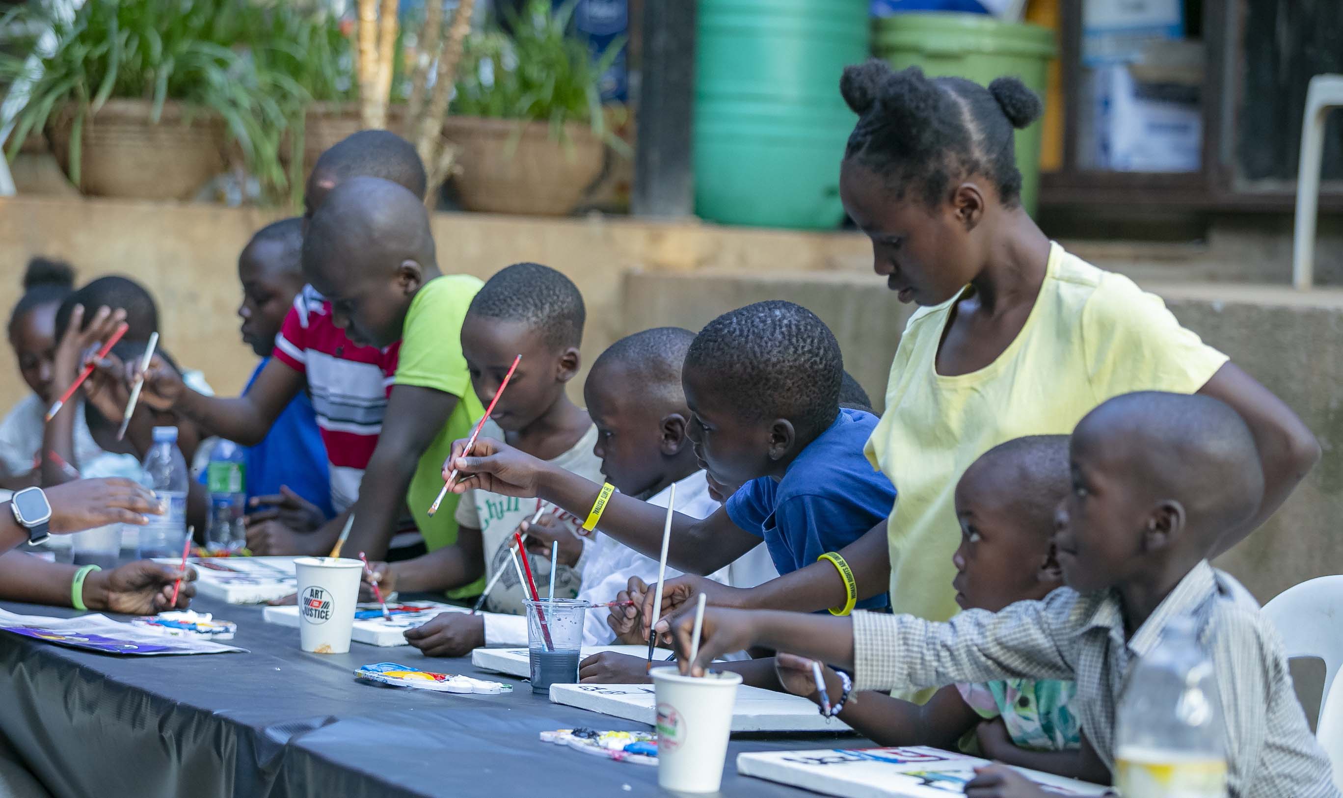 Children Learning How To Paint At The Human Rights Are Universal Rights Arts Festival On Independence