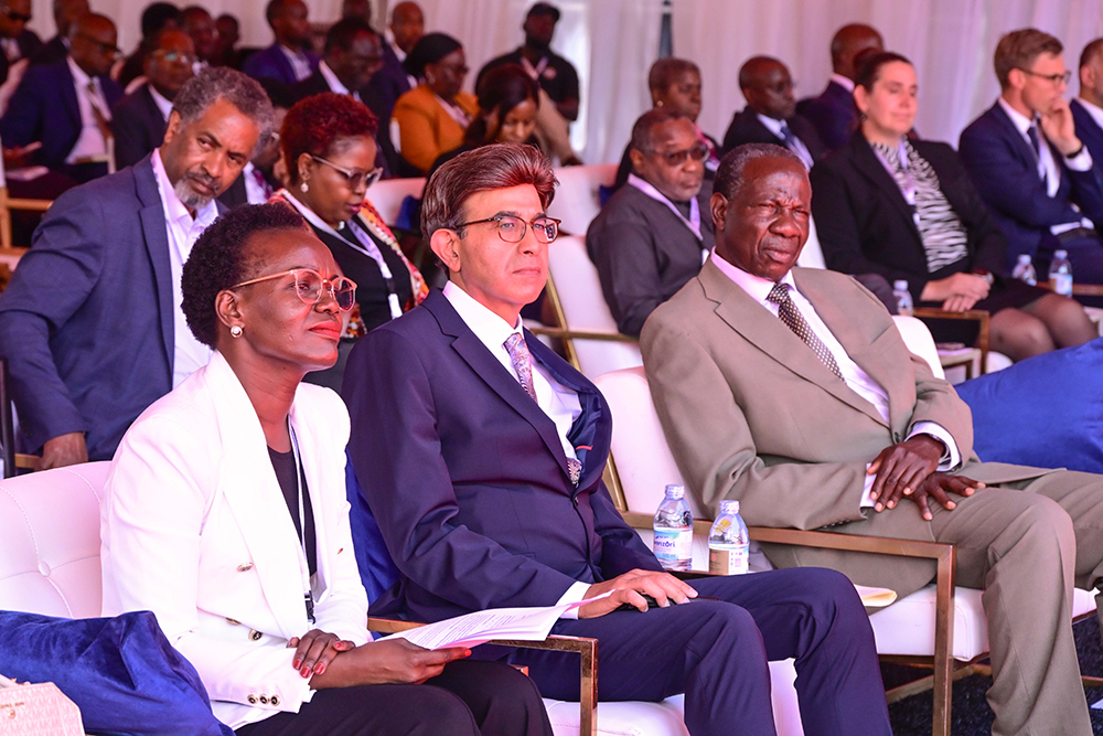 Dr Patricia Ojangole, Managing Director of UDB (Left), Arshad Rab, CEO European Union organisation for sustainable development (Centre), Finance minister, Matia Kasaija (right)