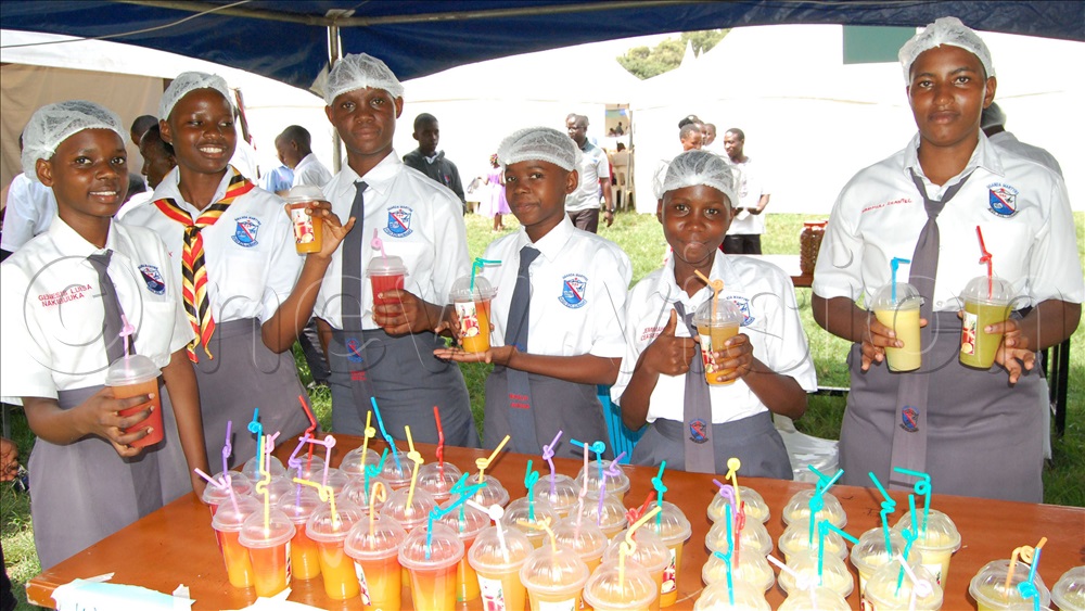 The students from the school's Food and Nutrition Club at their juice stall.