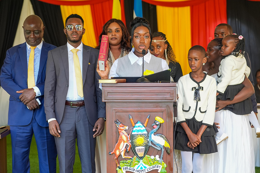 Masaka City Woman MP Justine Nameere (local government state minister) taking oath. (PPU)