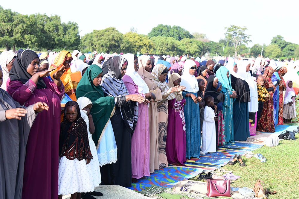 Muslim women during Eid prayers at Soroti Grounds. (Credit: Godfrey Ojore)