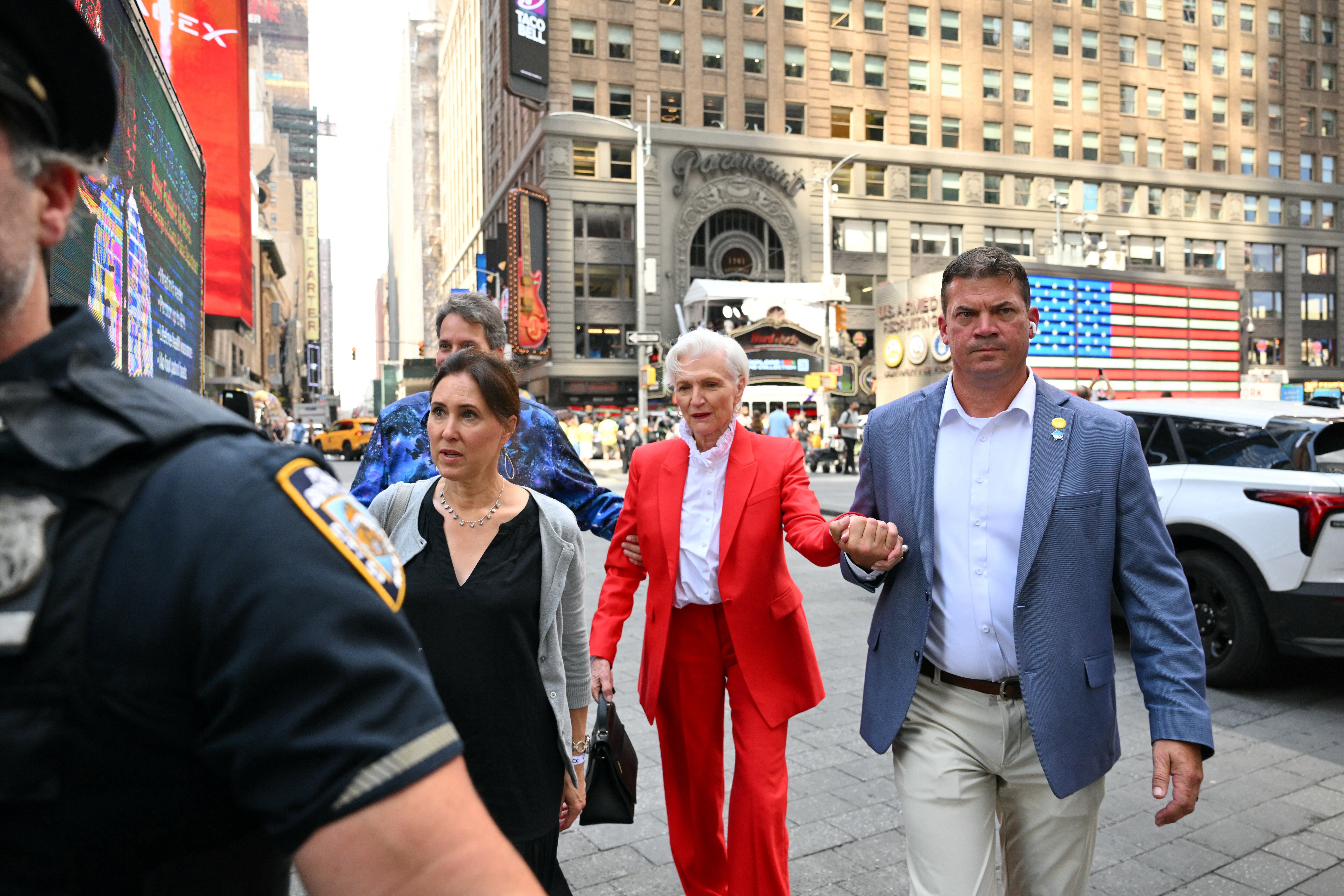 Maye Musk, mother of Elon Musk, arrives at the Nasdaq MarketSite to attend the closing bell after the launch of SpaceX&rsquo;s initial public offering (IPO) in New York on June 12, 2026. (Credit: AFP)