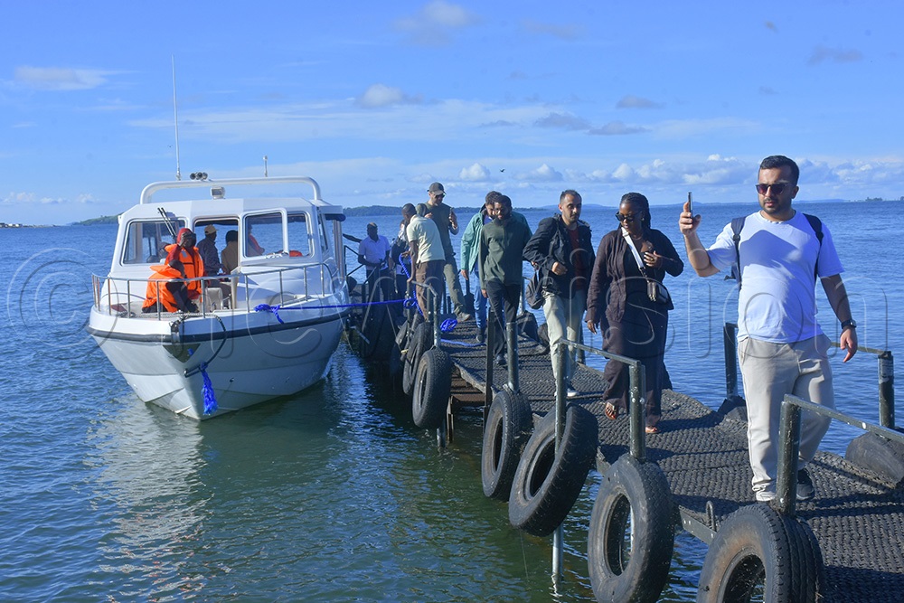 Turkish travel agents during their visit to Ngamba chimpanzee island. (Photo by Julius Luwemba)