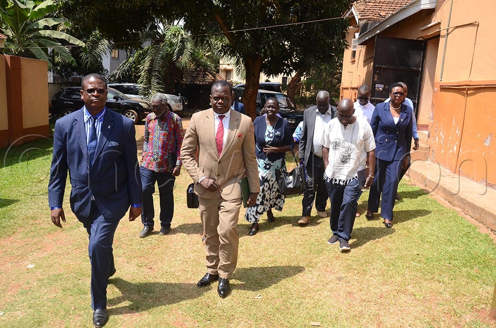  PFF&rsquo;s deputy president Buganda, Micheal Bayigga Lulume, FDC Deputy President Northern Region and Obongi County MP, Hassan Kaps Fungaroo, among others after the the meeting. (Credit: Isaac Nuwagaba)