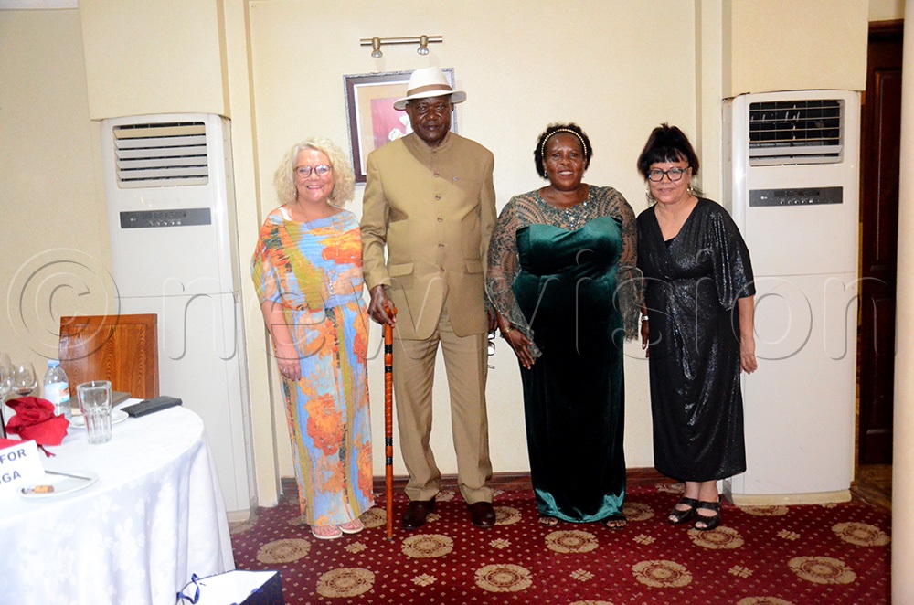 Umukuuka Jude Modoma and his wife Annet Mudoma with their visitors, Mian Ng, the lead for global partnerships and Jo Midgely, the deputy Vice-Chancellor, from University of the West England. (Photo by Sam Wakhakha)