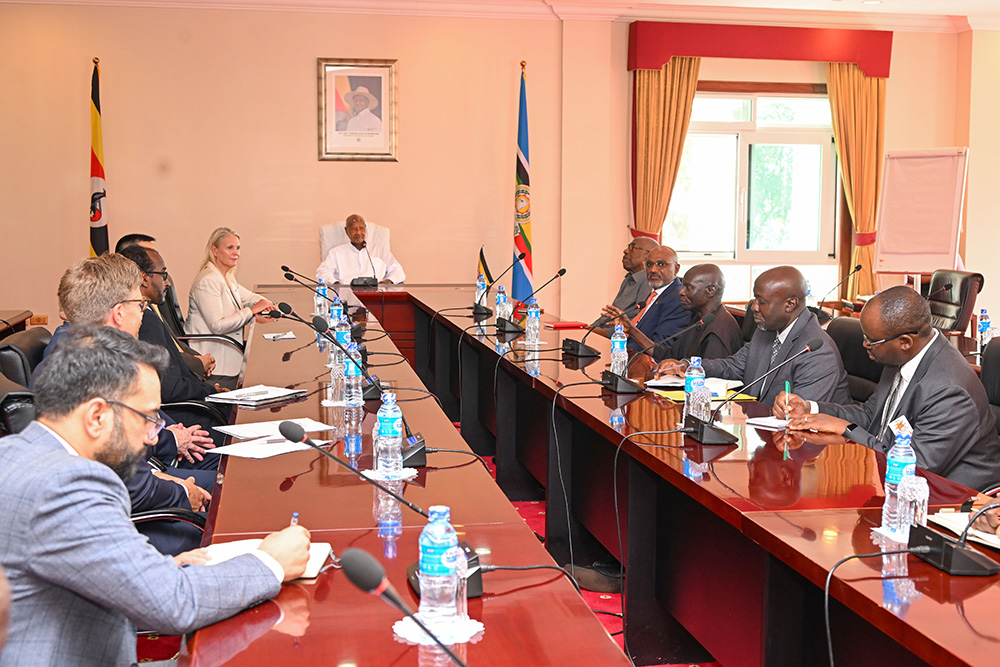 President Museveni addressing diplomats from the UN Security Council Member States during a meeting on the candidature of Amb Olara Otunnu's UN Secretary-General bid. (PPU Photo.)