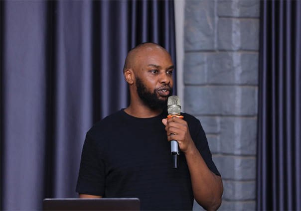 Brandon Njorge, Glovo Uganda Head of Operations speaking during the launch. (Courtesy)