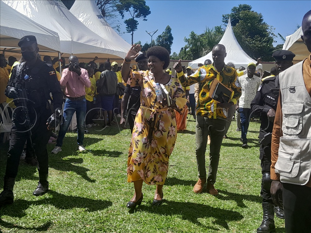  NRM party treasurer Barabra Nekesa Oundo leaving after addressing the youth leaders.