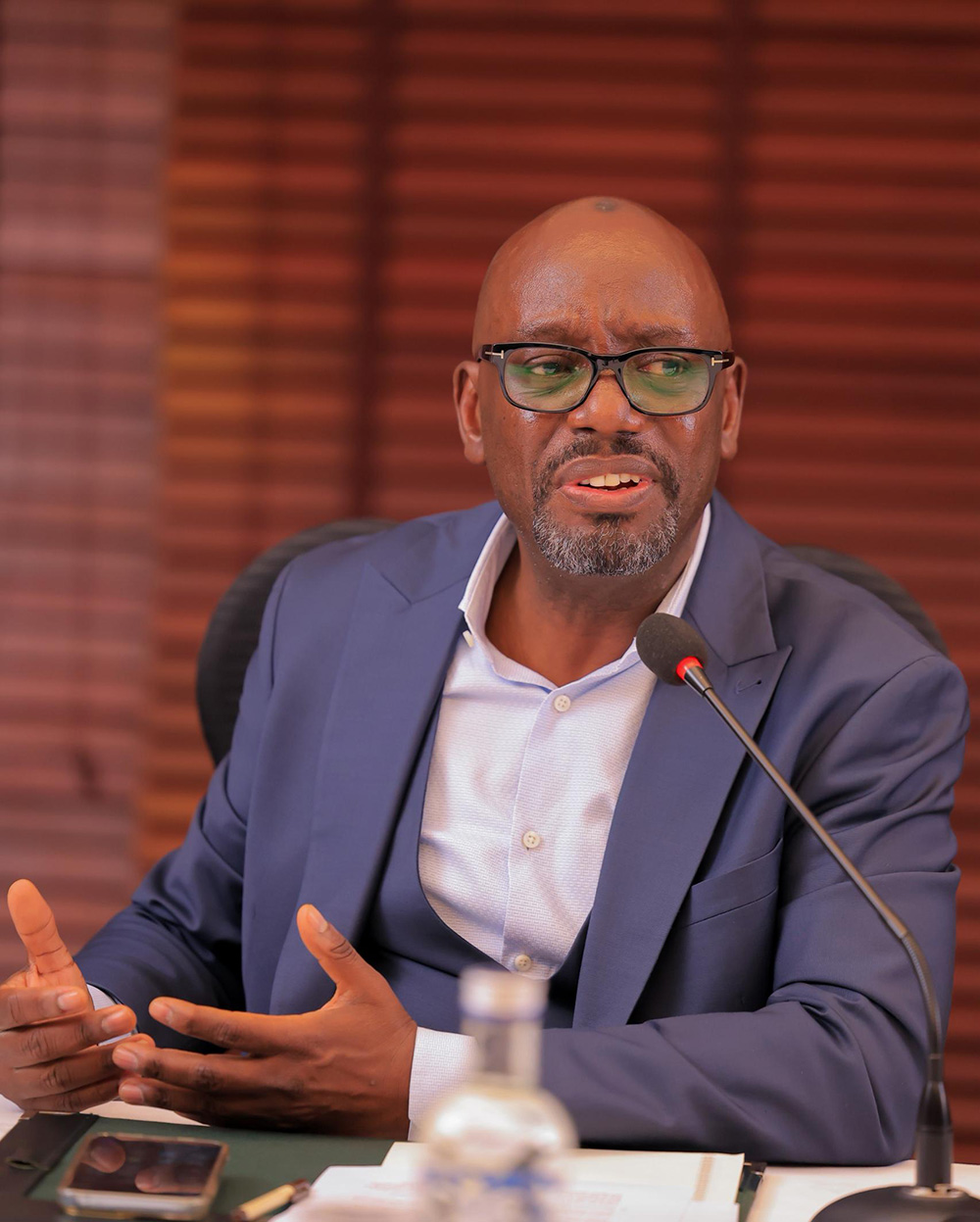 Ugandan lawyer Kabiito Karamagi sharing his story during the Judicial Service Conversations hosted by lawyer Elison Karuhanga. (Courtesy photo)