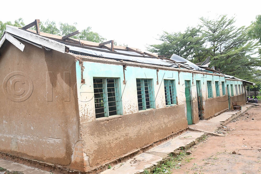 A block housing three upper classes and an office that the strong winds deroofed on Sunday evening. (Credit: Godfrey Ojore)