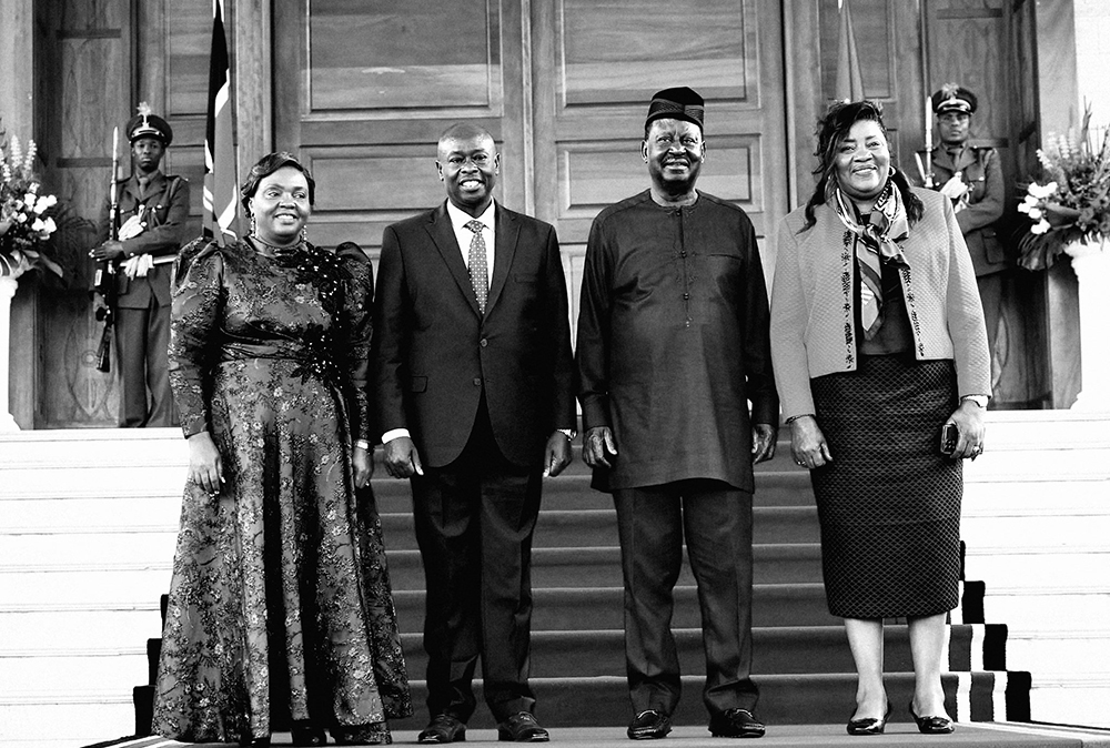 Rigathi Gachagua and Raila Odinga with their respective spouses. (File photo)