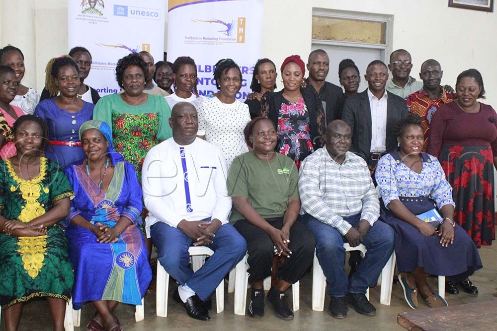 Eria Kisambira (seated third from left) with some of the teachers who attended the training. (Credit: Jacky Achan)