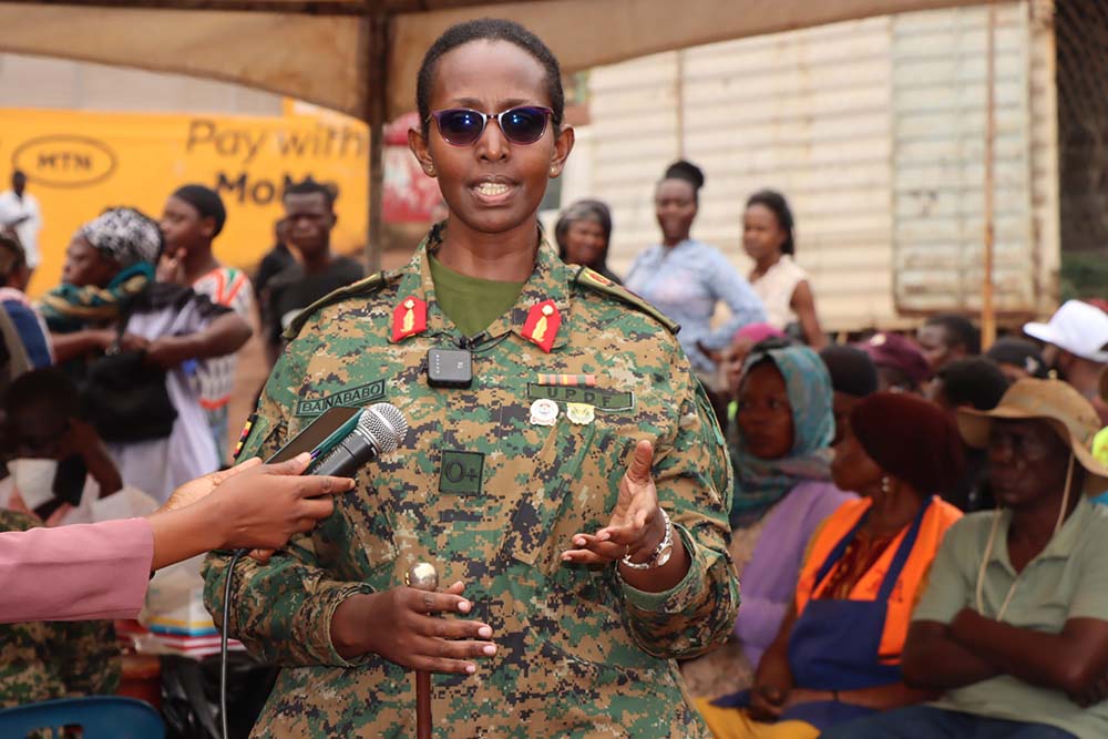 Brigadier General Charity Bainababo, the Director of Women Affairs in the UPDF, said that the initiative reflects the army&rsquo;s tradition of giving back to the communities it serves. (UPDF Photo)