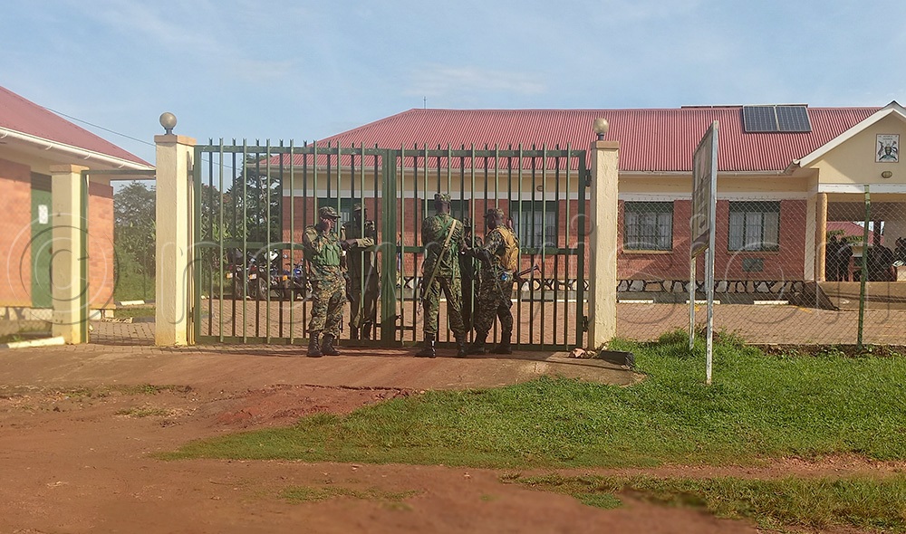 Security at Butambala Chief Magistrate’s Court and along all routes leading to the premises has been tightened as Butambala Constituency Member of Parliament Muwanga Kivumbi and his co-accused prepare to appear in court. (Photo by Simon Ssekidde)