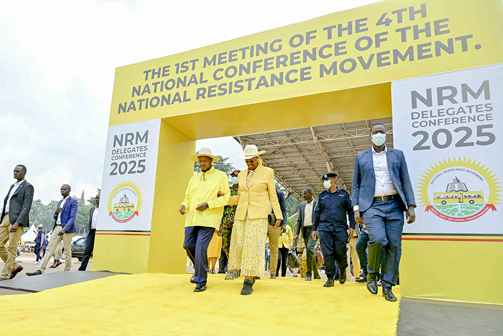 President Yoweri Kaguta Museveni accompanied by the First Lady and Minister of Education and Sports, Janet Kataha Museveni.