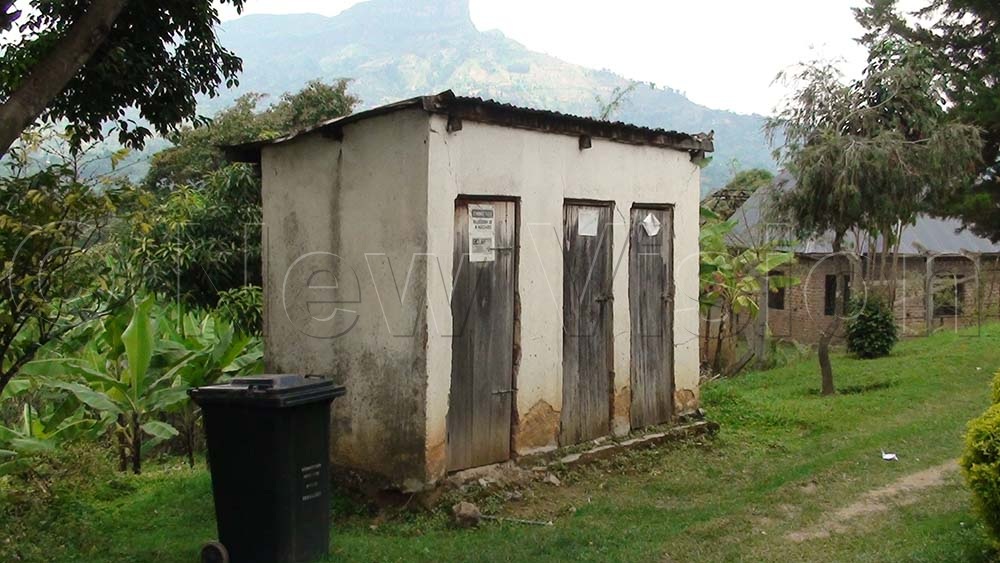 Filled up pit latrine at Bukhabusi Health Centre III. (Credit: Andrew Nakhaboya)
