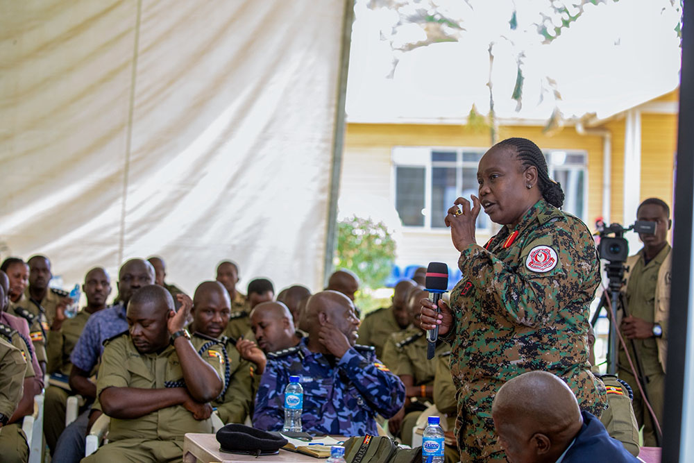  UPDF officers particpated in the joint security  meeting at the Uganda Police headquarters in Naguru. (Credit: Uganda Police)