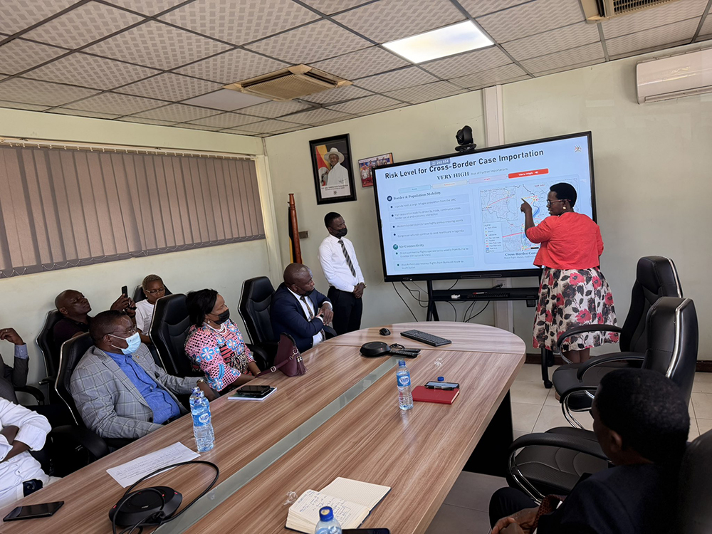 Dr Diana Atwiine interacting with a delegation from the Consulate of the Democratic Republic of Congo and representatives of the Congolese Community in Uganda. (Courtesy: MoH)