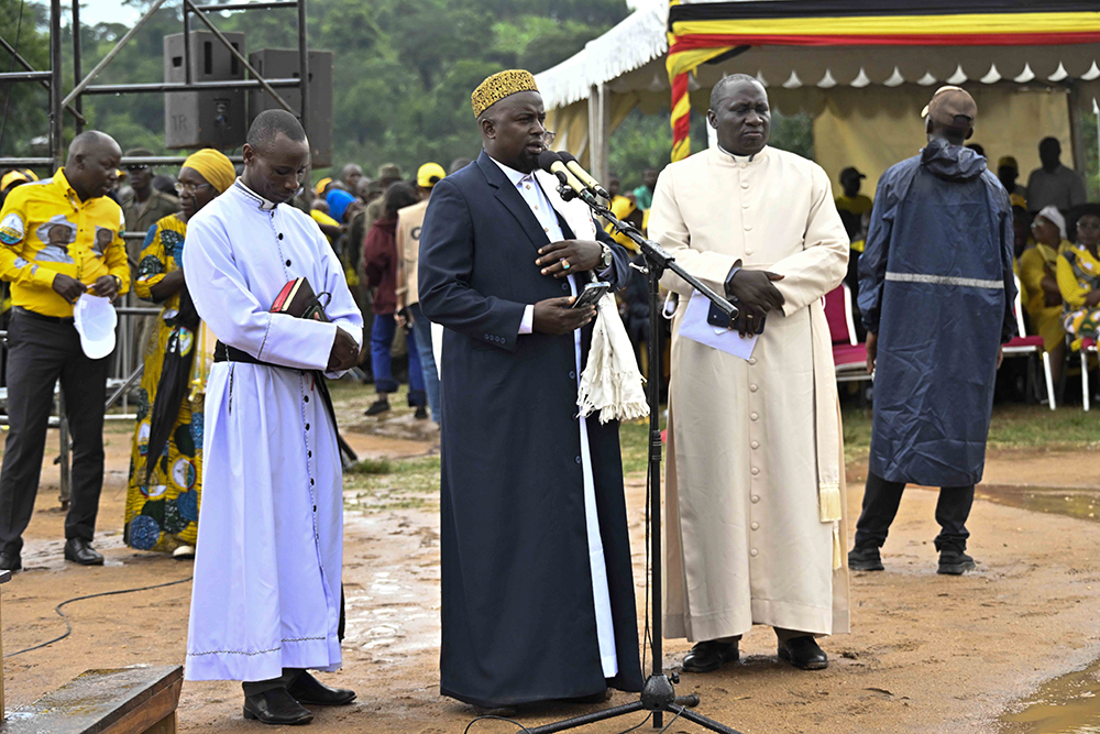 Religious leaders at the campaign rally.