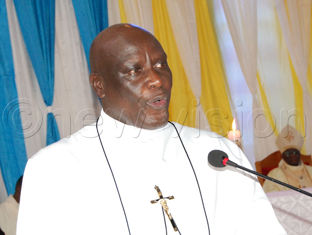 The Superior of the Brothers of Christian Instruction for the Province of St. Treza of the Child Jesus, Bro. Casio Aizire delivers his thanksgiving speech. (Photo by Mathias Mazinga)
