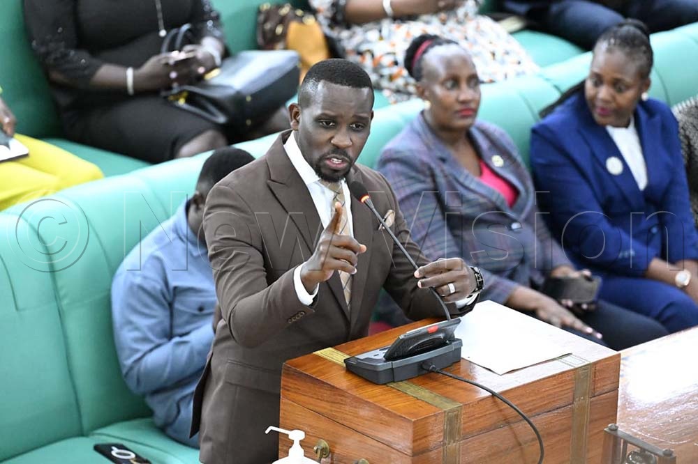 Leader of Opposition in Parliament Joel Ssenyonyi during Plenary. (Credit: Maria Wamala)